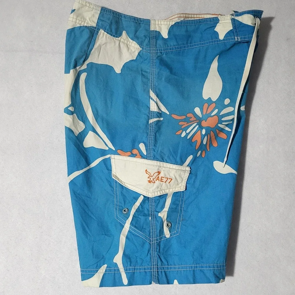 American Eagle Swim Trunks‎ Mens 34 Board Shorts Y2K Beach Tropical Summer